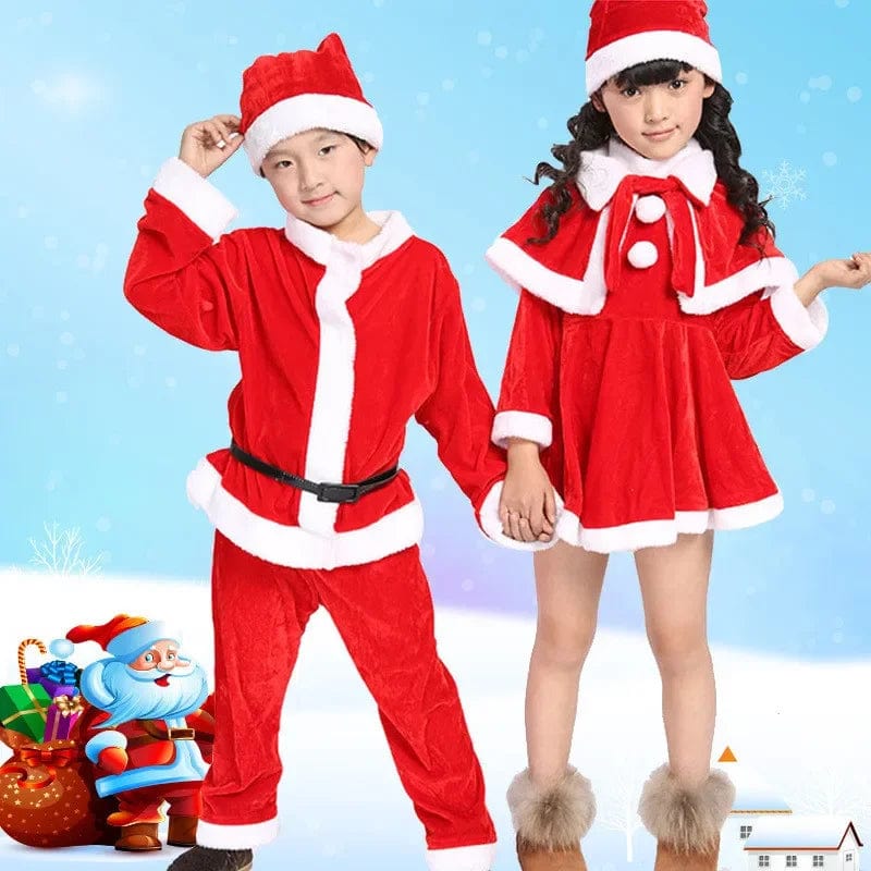 Costume Noël Enfant : Père Noël avec Robe, Pantalon, Chapeau et Ceinture