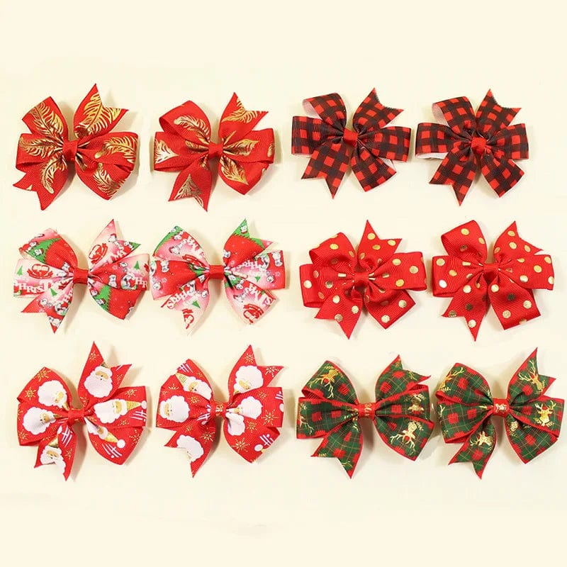 Lot de 2 Barrettes Noël Ruban et Nœud