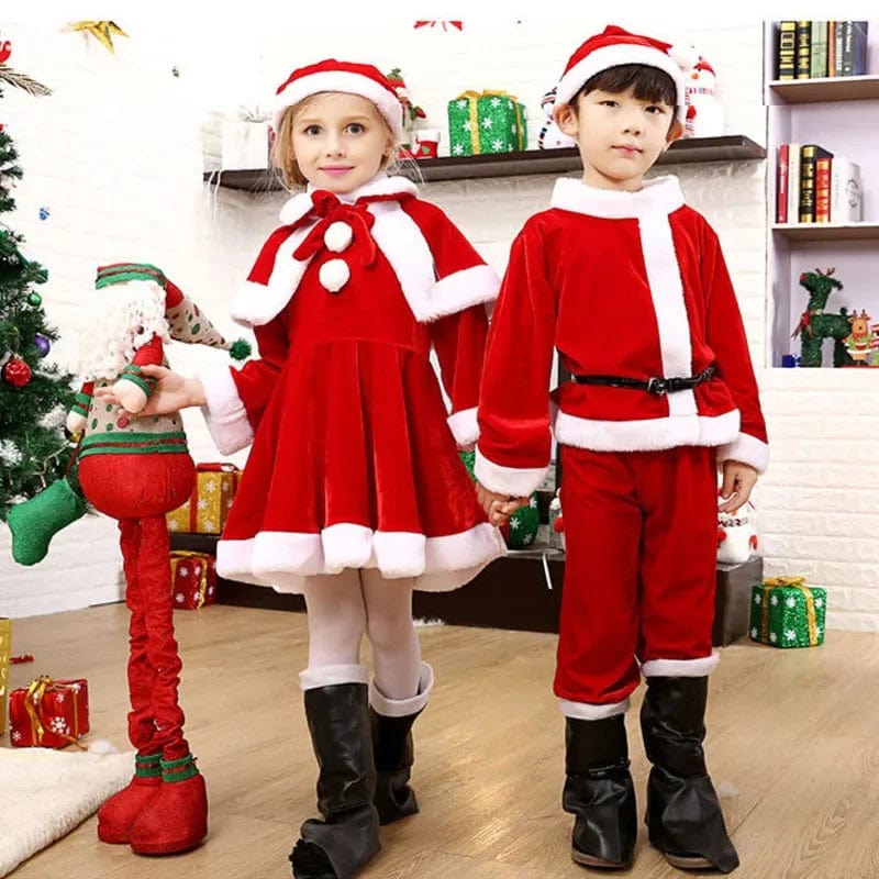 Costume Noël Enfant : Père Noël avec Robe, Pantalon, Chapeau et Ceinture